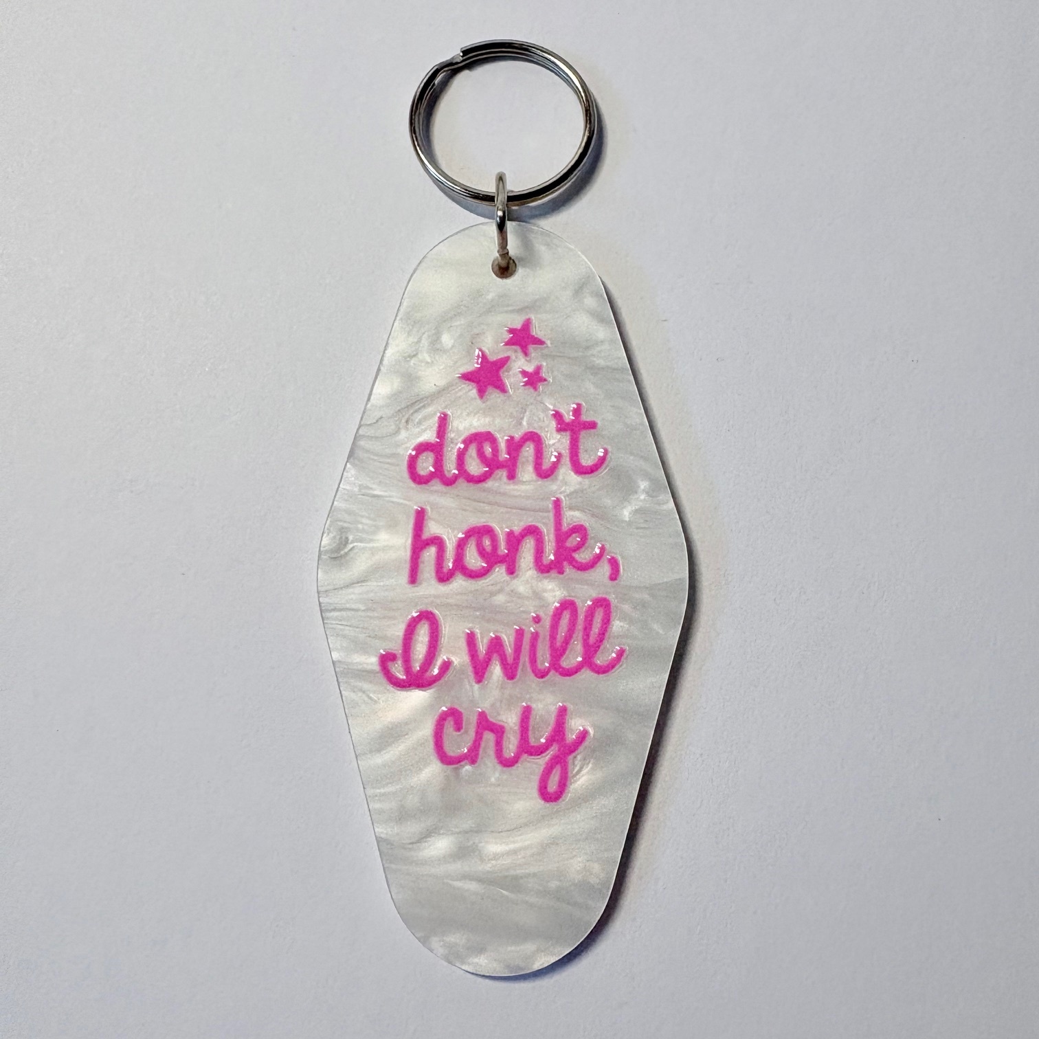 "Don't Honk, I Will Cry" Retro Motel Keychain