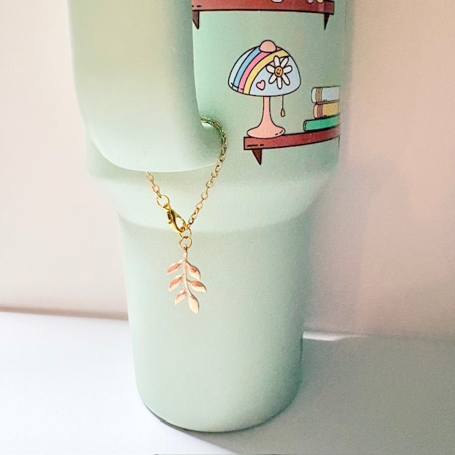 Golden Leaf Branch Tumbler Handle Charm
