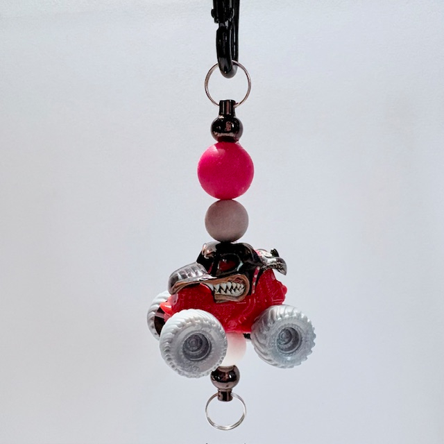 "Monster Mutt" Rottweiler Mini Monster Truck Beaded Keychain
