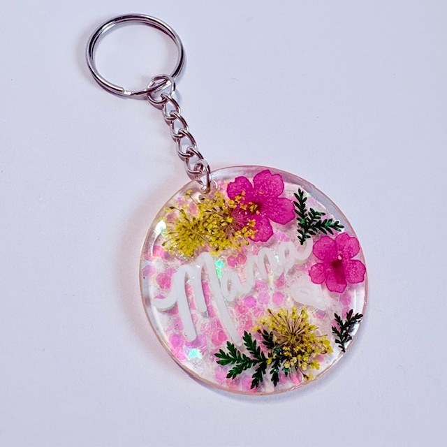 "Mama" Botanical Bloom Keychain