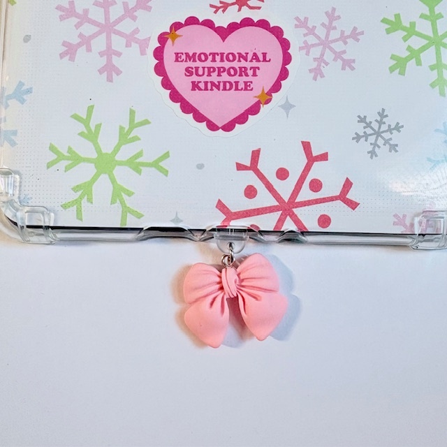 Large Pink Bow Kindle Port Charm