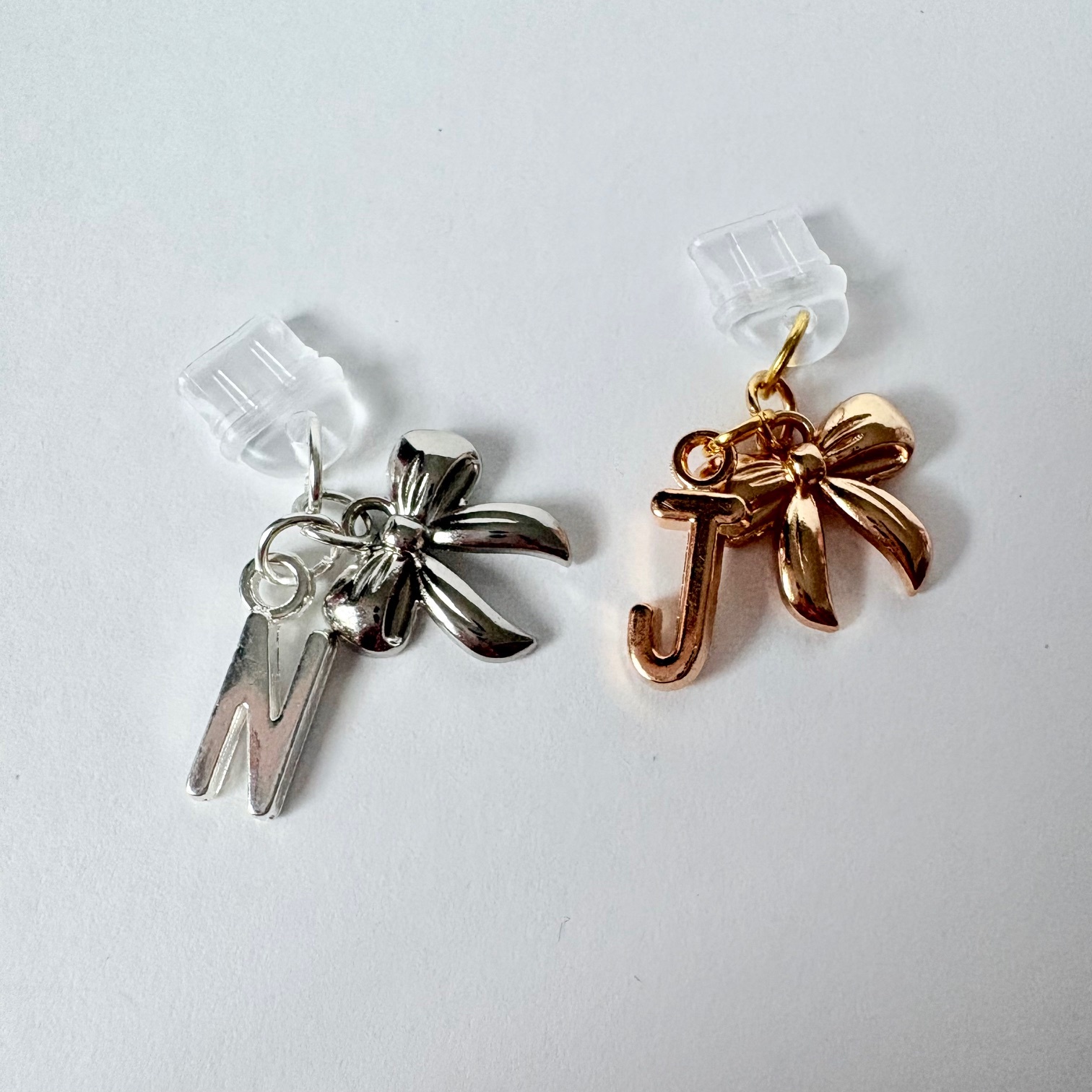 Silver Bow and Initial Charger Charm