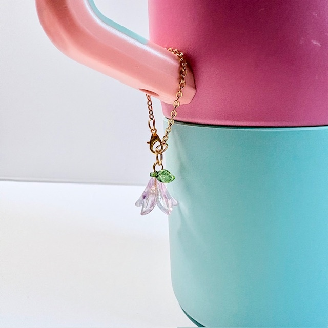 Pink Lily of the Valley Tumbler Handle Charm