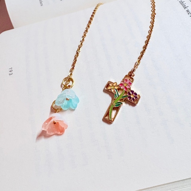 Floral Cross Chain Bookmark