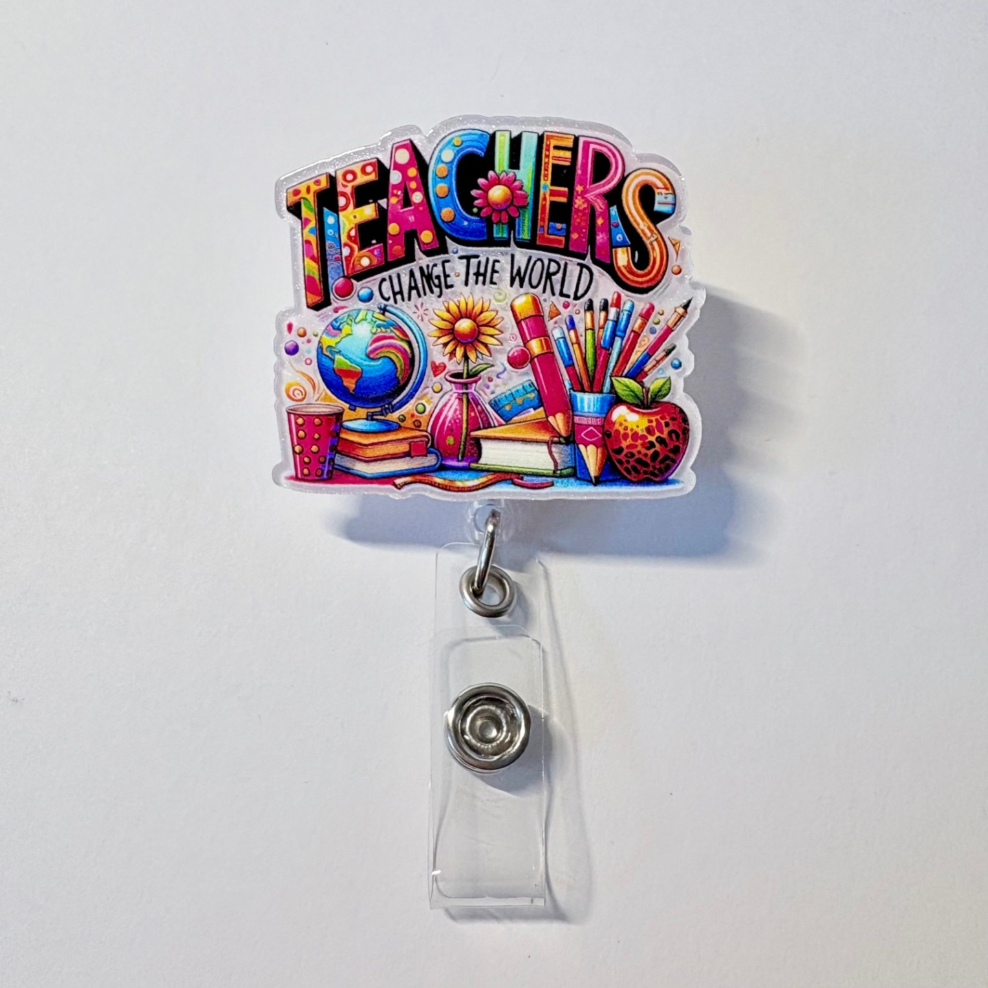 "Teachers Change the World" Retractable Badge Reel