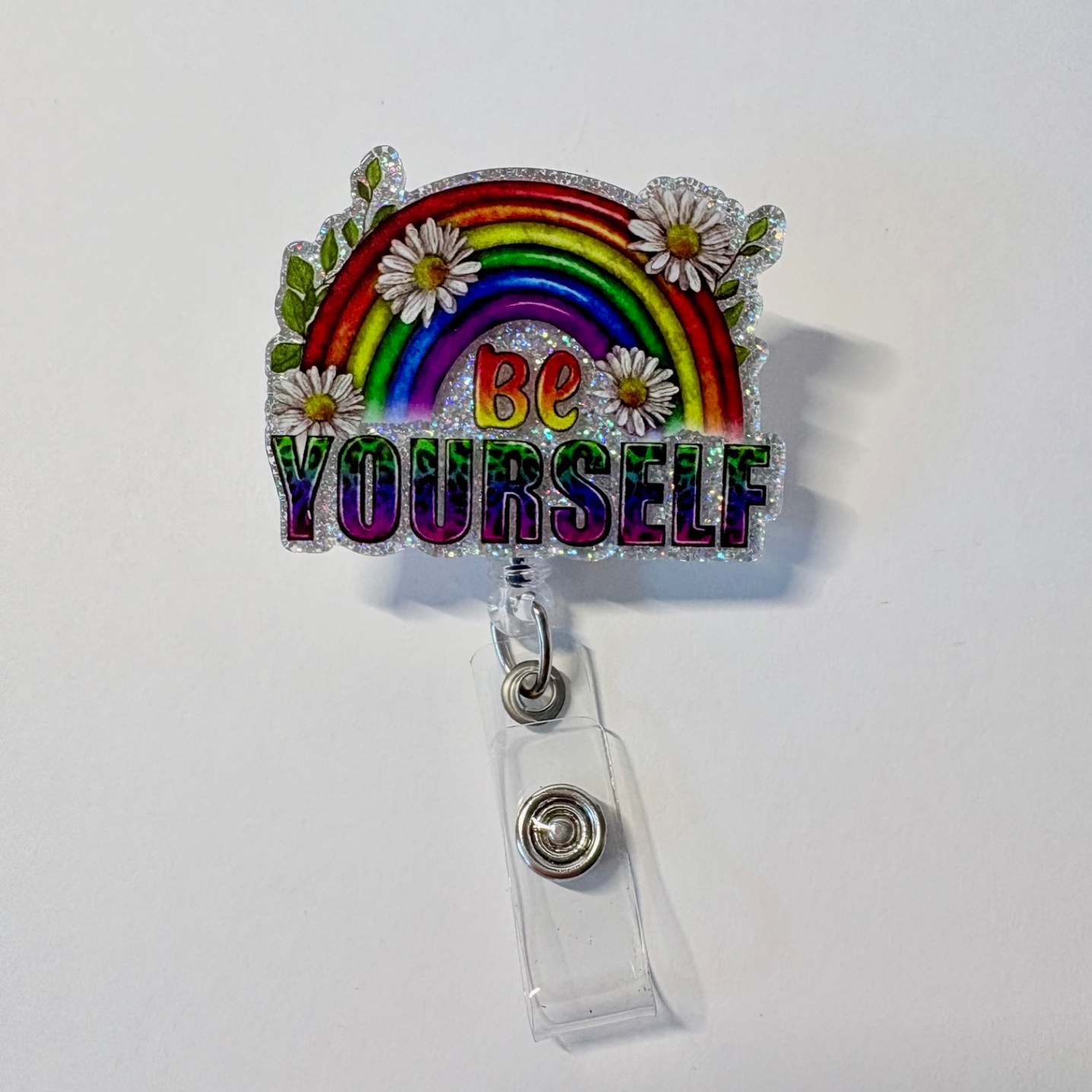 "Be Yourself" Rainbow Retractable Badge Reel