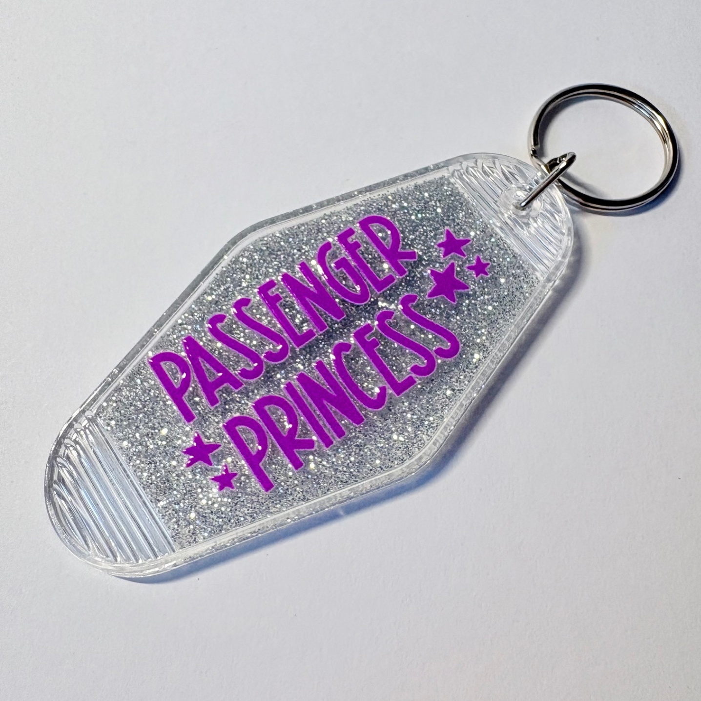 "Passenger Princess" Retro Glitter Motel Keychain