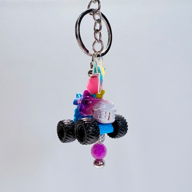 Sparkle Smash Mini Monster Truck Beaded Keychain