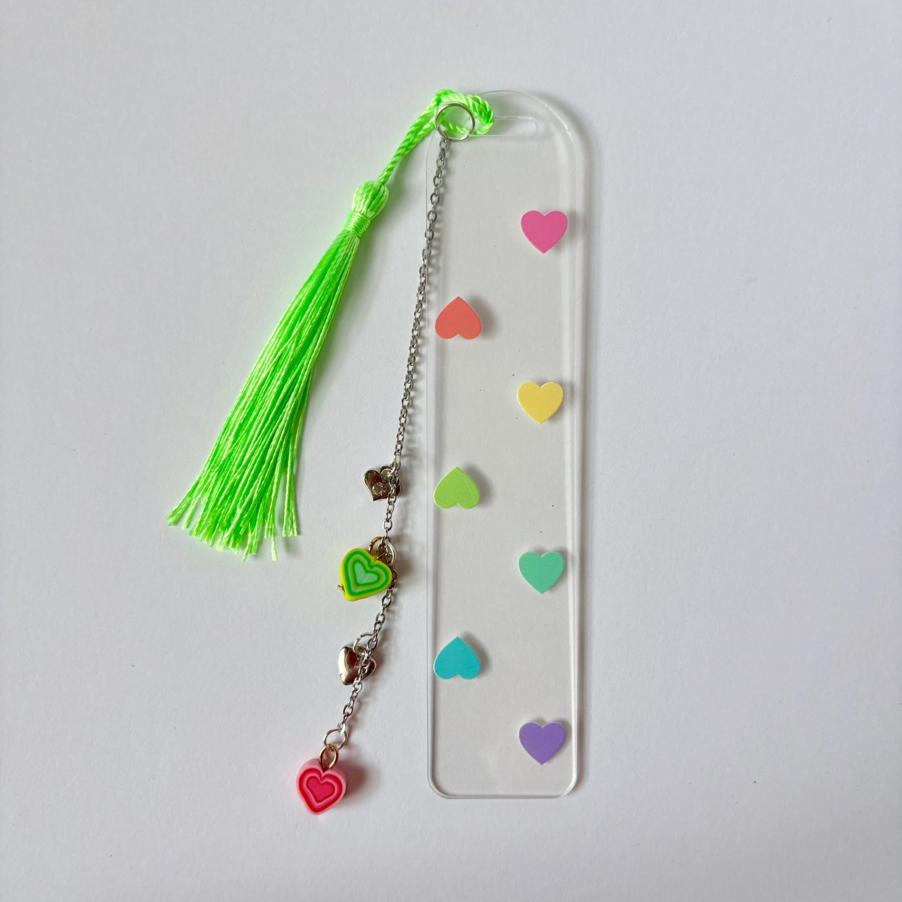 Rainbow Heart Charm Bookmark