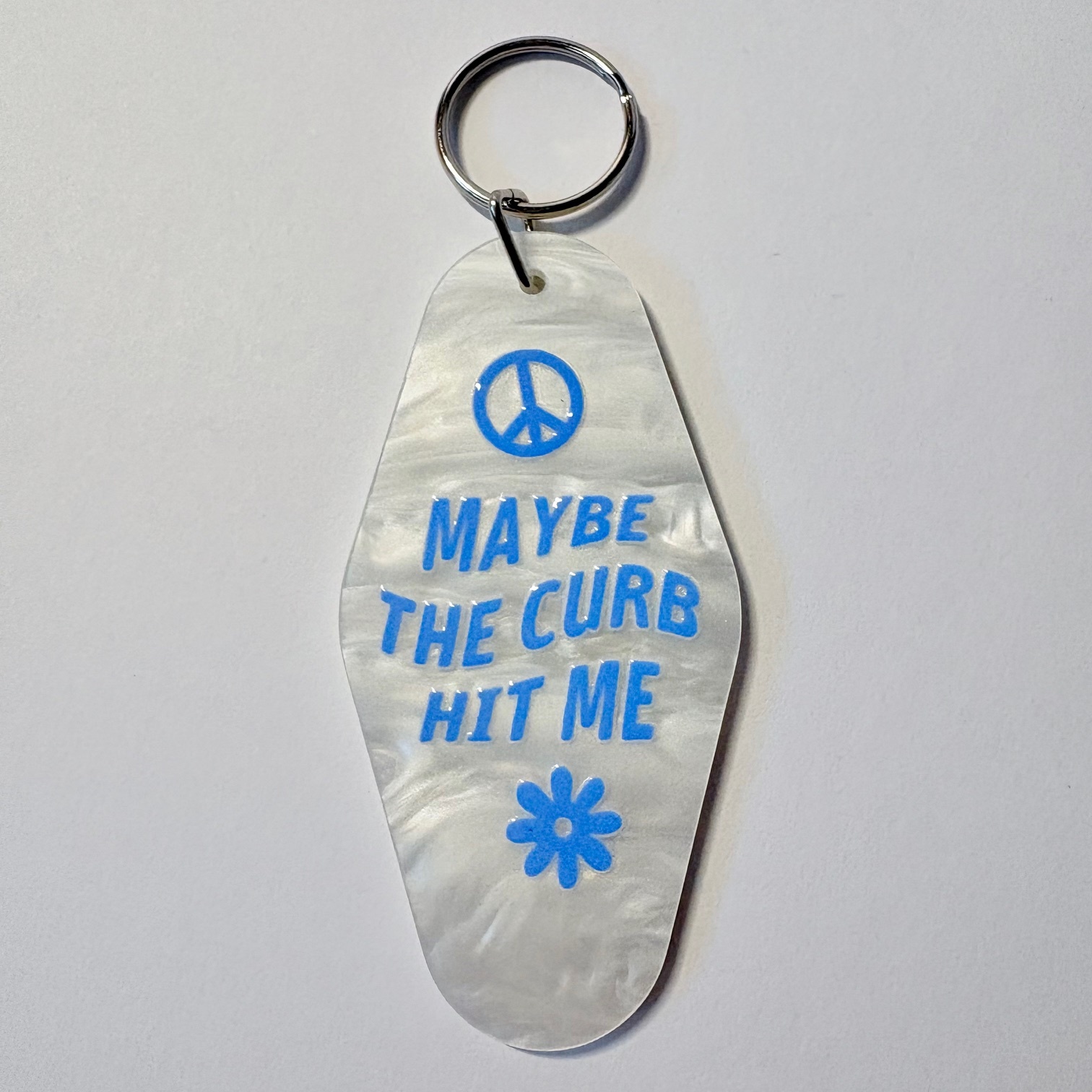 "Maybe the Curb Hit Me" Retro Motel Keychain
