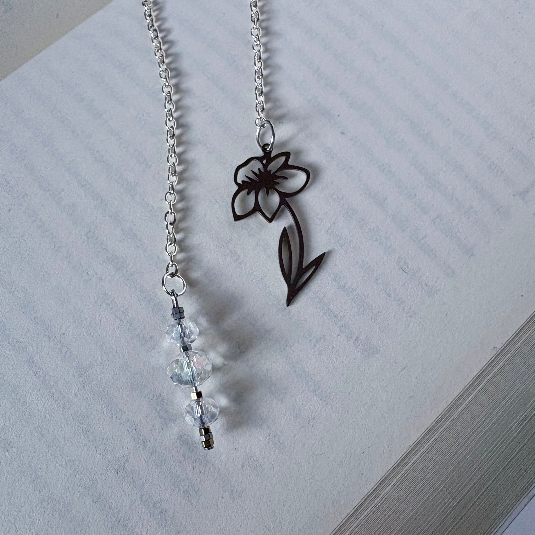 Silver Bloom Reflection Bookmark