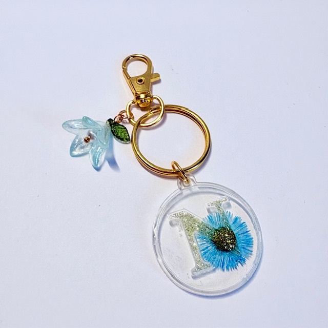 Custom Botanical Initial Keychain